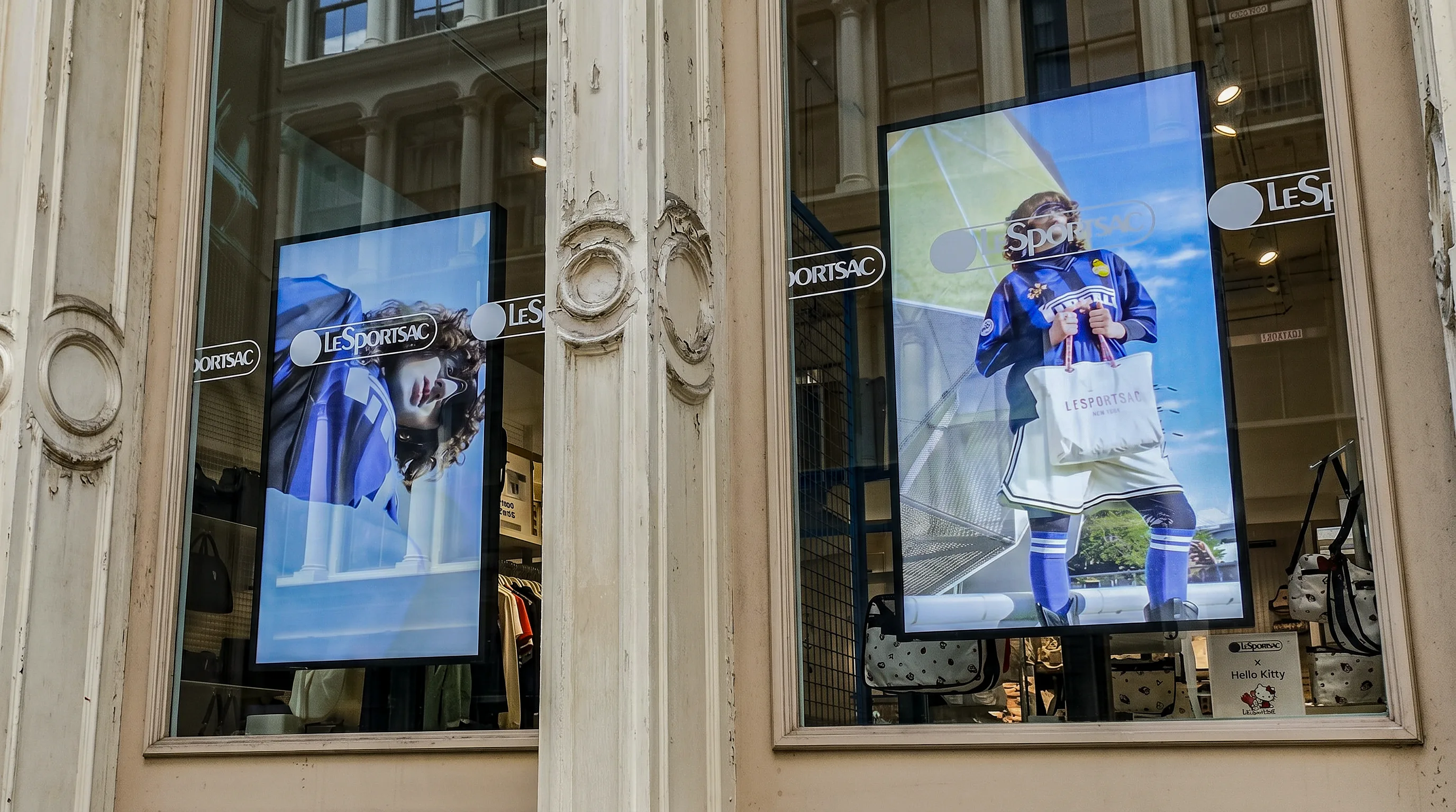 Window display reference · LeSportsac SoHo storefront