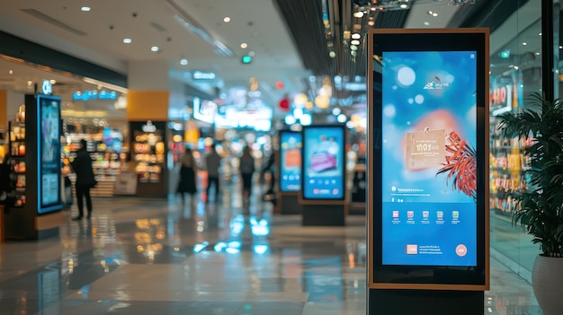 A retail store with interactive digital signage showcasing promotions