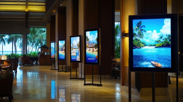 Hotel Lobby with Tropical Screens