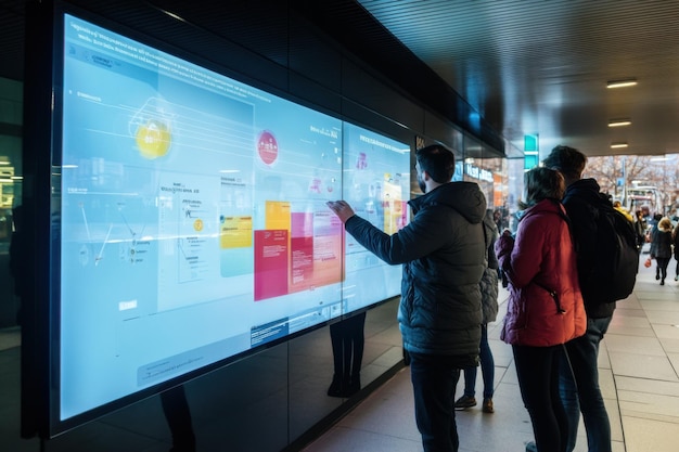 Interactive digital display engages visitors in a modern urban setting during the day